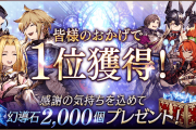 【祝】セルラン1位ｷﾀ━━━(ﾟ∀ﾟ)━━━!!⇐お祝いで石2000個配布もきたぞ！！