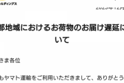 【悲報】ヤマト運輸さん限界突破。荷物量増加により一部地域で配送遅延発生中。年末に向けて遅延が拡大も