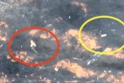 【軍事】走って逃げるロシア兵に自爆ドローンを命中させたウクライナの映像。