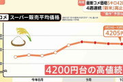スーパーのコメ平均価格5キロ4205円　4週連続4200円台の高値続く