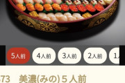 【画像】この寿司５人前の量らしいんだけど、一人あたり「11貫」で足りると思うか…？