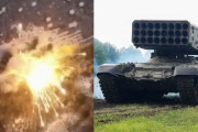 ロシア軍の多連装ロケットランチャー「TOS-1」が大爆発、燃料気化爆弾を発射可能…東部ドネツク州！