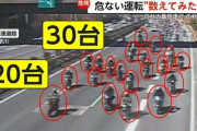 【危険】「ありえないです」バイク30台以上が東名高速4車線を埋め尽くす…先頭2台は蛇行運転も　茅ヶ崎ではトラックが信号無視　三重では連続逆走も