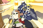【FGO】ぽぷて風の出雲阿国イラスト！！　相棒のロボがちゃんと梶田さんになってるなw