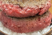 【画像】最近流行りのハンバーグをご飯の上に乗せる奴、どう考えても食べづらい
