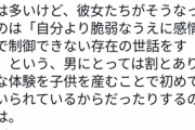 女が育児で発狂するのは自分より脆弱で感情的で制御できない存在を初めて世話することになるから