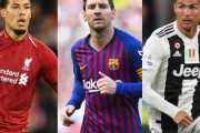 【海外サッカー】UEFA年間MVPは誰がふさわしい？　メッシら最終候補3人のデータを英メディア検証