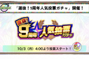 【速報】超人気キャラ１００体が大集結！！★６確定『選抜！９周年人気投票ガチャ』開催確定うぉおおおおおお！！！！【モンスト】
