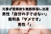 【悲報】元妻が受精卵を無断移植し出産。男性「自分の子ではない」裁判長「ダメです」男性「」