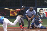 西武・岡田、ファールボールが股間に直撃　のたうち回る