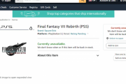 【FF7R2】『FF7 リバース』発売日がもうすぐ発表？！北米Amazon等にてPS5パッケージ版の予約受付ページが公開！「State of play」で告知の可能性