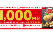 【話題】本日よりセブンイレブン・ローソンにて「ニンテンドープリペイドカードキャンペーン」が開催！！今回の購入対象期間は8月15日までとなっているぞ！！