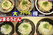 【便利画像】丸亀製麺とはなまるうどん、同じ「大」でも全然量が違う！　有名チェーン店の「小中大」のボリューム、衝撃の比較一覧表が登場