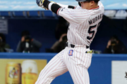 【定期】村上宗隆(21).315(54-17)7本(1位)17打点(1位)OBP.472(1位)SLG.759(1位)OPS1.231(1位)