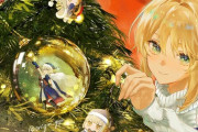 【FGO】クリスマスのアルトリアイラスト！！　ツリーに飾りつけしてるのいいですね！！