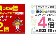 楽天市場､｢ご愛顧感謝デーポイント最大4倍｣と｢野球勝利2倍｣を開始