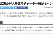 【速報】日本政府、武漢への帰国チャーター機キャンセル...理由は不明