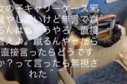 【悲報】迷惑女さん、座席をキャリーケースで占有して暴力男に蹴られてしまうｗｗｗｗ