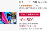 アマゾンでハイセンス75Vテレビが9.5万ｗｗｗｗｗｗｗｗｗｗｗｗｗ