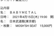 BABYMETAL武道館最終公演、華麗に落選