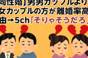 【同性婚】男男カップルより女女カップルの方が離婚率高い理由→5ch「そりゃそうだろ」