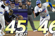 大谷翔平、MLB史上初の「45本塁打・45盗塁」を達成—ガーディアンズ戦で45号ホームラン