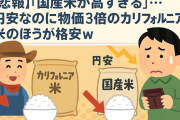 【悲報】「国産米が高すぎる」 … 円安なのに物価3倍のカリフォルニア米のほうが格安ｗ