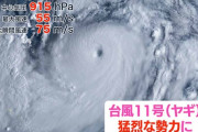 台風11号のヤギさん、中心気圧915hp(猛烈な勢い)へ