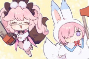 【FGO】武器を持ったフォウ君着ぐるみマシュ＆光のコヤンスカヤ！！　ウサギ＆武器、すこｗ