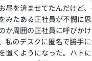 生活ギリギリの派遣社員さん。昼は毎日はなまるの140円のうどんで見かねた正社員達の好意に泣く。
