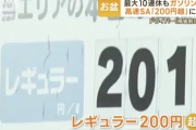 【悲報】ガソリン、ついに200円時代に突入へ。ありがとう自民党