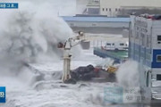 韓国人「台風の嵐津波で韓国の海岸沿いが廃墟に‥巨大な波に家が飲み込まれる」　韓国の反応