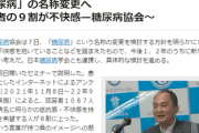 「糖尿病」の名称変更へ　患者の９割が不快感←また言葉狩りかよ