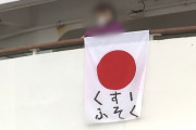 【画像】横浜停泊のクルーズ船で国旗に落書き「要求」ｷﾀ━━━━(ﾟ∀ﾟ)━━━━!