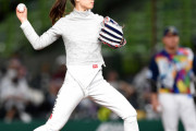 「仮面脱いだらこの美形」「可愛い」　五輪“女子剣士” 江村美咲さんがノーバン投球で球場魅了