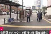 東京・中野サンプラザ近くの歩道でトラブル　20代男性がのどから上半身30センチ切られ重傷  60代くらいの男逃走中