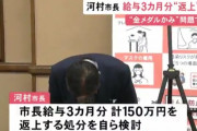 金メダルかじりの河村市長が自主的に「給料3カ月分」を決定