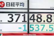 日経平均株価、一時1500円超安　NYダウの大幅安が重荷