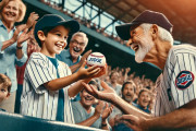 【決定的瞬間】おじさん、飛んできたホームランボールをジャッジファンの少年にプレゼントしてしまう