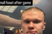 【動画】直前の試合でこんな痛がり方してるのに、試合後すぐに肉を貪るハーランド意味わからんなｗｗｗ