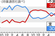 内閣支持、続落30．8％　不支持が3カ月ぶり上回る―時事世論調査