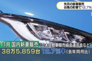 【悲報】11月の軽含む新車販売、前年比12.7%減で2ヶ月連続減少…なお、まだ台風の影響と言い張ってる模様