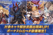 【グラブル】本日19時ガチャ更新にて対象キャラ出現率UP+1ボーナス付きが登場、最終解放キャラが対象？
