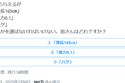 【疑問】有名X民「身長165cmか視力0.1かハゲになる代わりに1億貰えるならどれがいい？」