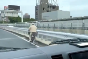 【悲報】高齢者さん、自転車で首都高を優雅に走行してしまう