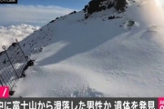 富士山で遺体発見　動画配信しながら滑落した男性か