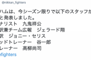 日ハムがチームスタッフ5名の退団を発表