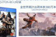 【朗報】SEKIRO全世界380万本超達成！海外ロイヤリティ収入が好調