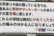 【東京】老人のために子供の球技が禁止された遊び場　警告文には「人の痛みの分かる人になりましょう」