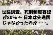 【悲報】世論調査、死刑制度容認が80％ ← 日本は先進国じゃなかったのか……。